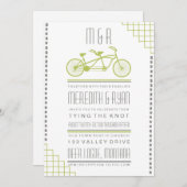 グレー及びライムヒップスター自転車結婚式招待状 招待状 (正面/裏面)