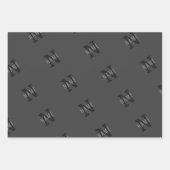 グレー名とモノグラムパターン ラッピングペーパーシート (正面3)