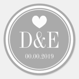 グレー名スタイリッシュモノグラム結婚式の引き出物シール ラウンドシール