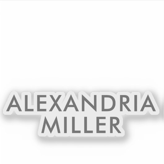 グレー名パーソナライズされたモノグラモダンムステッカー シール (正面)