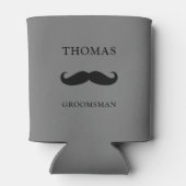 グレー名パーソナライズされたmustacheグロムスマン 缶クーラー (裏面)