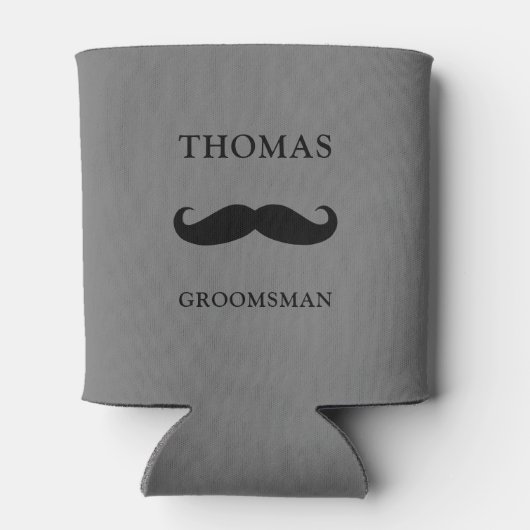 グレー名パーソナライズされたmustacheグロムスマン 缶クーラー (裏面)