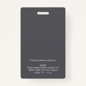 グレー名モダンフォトビジネスロゴ従業員 バッジ (裏面)