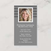 グレー名門私立校風のパタストライプのーンの名前をカスタムすると写真 名刺 (裏面)