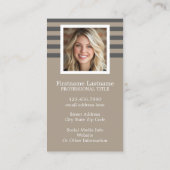 グレー名門私立校風のパタストライプのーンの名前をカスタムすると写真 名刺 (裏面)