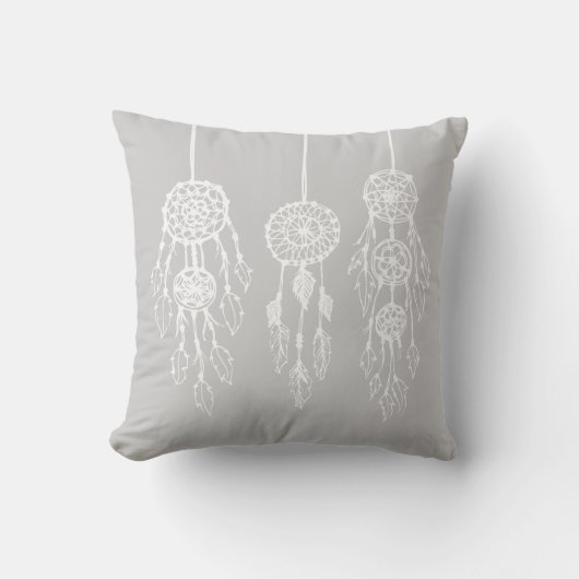 グレー図解入りの、写真付きのボヘミアン夢想家 クッション (正面)