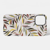 グレー地にシームレスな葉模様pattern, iPhoneケース (裏面横)