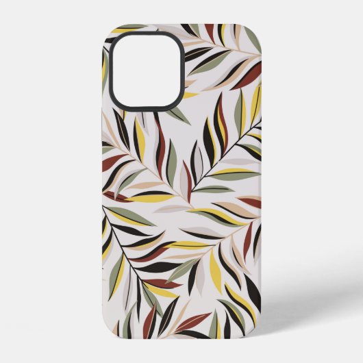 グレー地にシームレスな葉模様pattern, iPhoneケース (裏面)