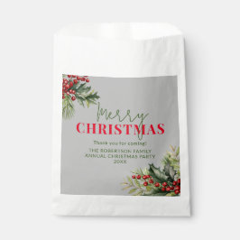 グレー地にホリーとパインのクリスマスパーティーファーバー フェイバーバッグ