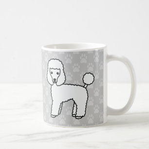 グレー地に描かれた白コートのトイプードル犬のキャラクター コーヒーマグカップ
