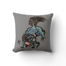 グレー地に獅子