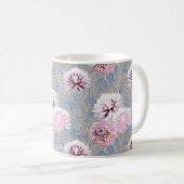 グレー地に白とピンクの花 コーヒーマグカップ (正面右)