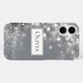 グレー地に落ちるシルバー紙吹雪 Case-Mate iPhoneケース (裏面 (横))