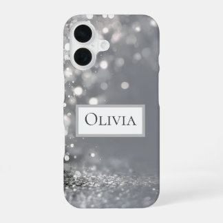 グレー地に落ちるシルバー紙吹雪 iPhone 16ケース