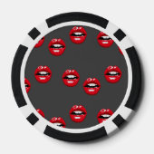 グレー地に赤い光沢のある唇 ポーカーチップ (裏面)
