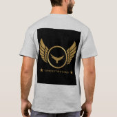 グレー地に金色の鷲の羽ばたく姿と「Congratulations」文字 Tシャツ (裏面)