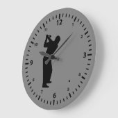 グレー地に黒数字とゴルファー ラージ壁時計 (傾斜)