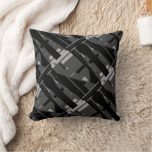 グレー地中海の木炭ブラックダイアゴナルモザイク クッション (ブランケット)