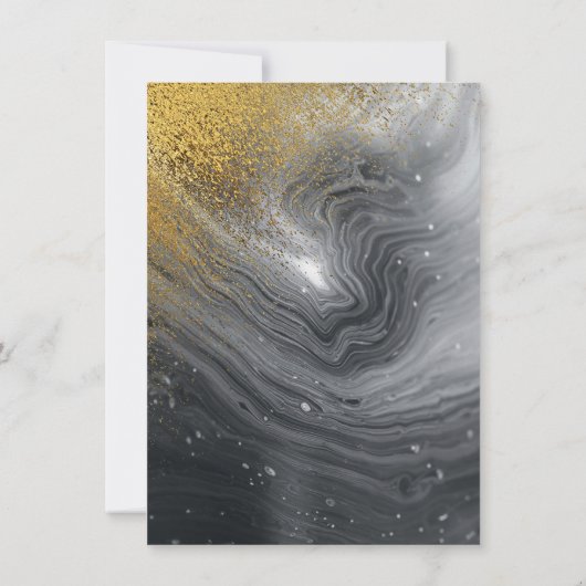 グレー大理石と金ゴールドストリーマーズハッピーリタイアメント 招待状 (裏面)