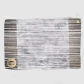 グレー大理石のシェードとストライプパターンモノグラムの ゴルフタオル (横)