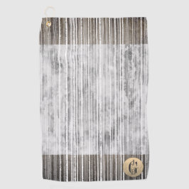 グレー大理石のシェードとストライプパターンモノグラムの ゴルフタオル