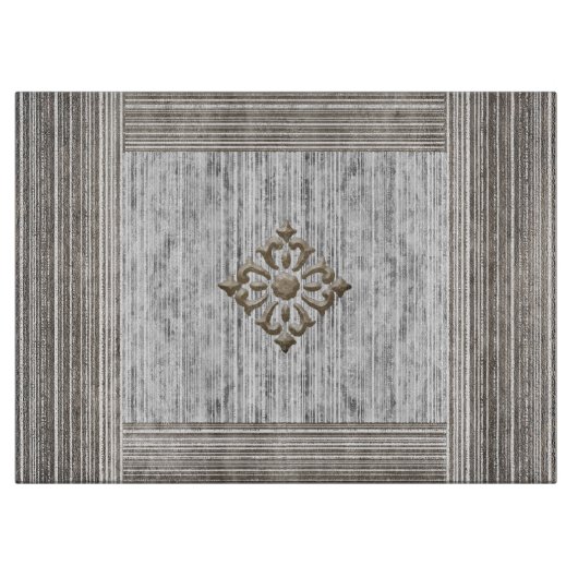 グレー大理石のシェードとストライプパターン カッティングボード (正面)