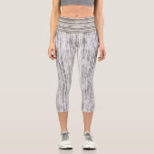 グレー大理石のシェードとストライプパターン カプリレギンス (正面)