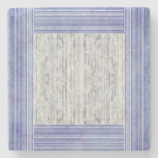 グレー大理石のシェードとストライプパターン ストーンコースター (正面)