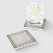 グレー大理石のシェードとストライプパターン ストーンコースター (横)