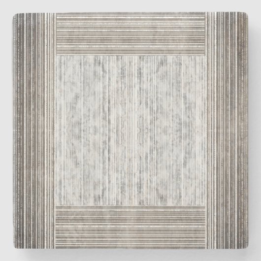 グレー大理石のシェードとストライプパターン ストーンコースター (正面)