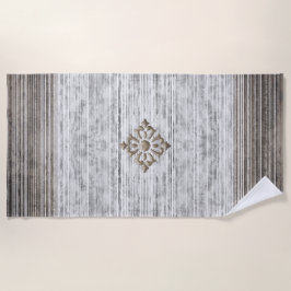 グレー大理石のシェードとストライプパターン ビーチタオル