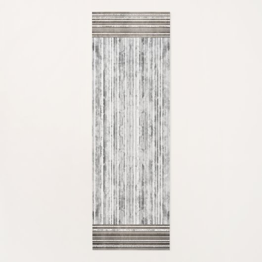 グレー大理石のシェードとストライプパターン ヨガマット (正面)