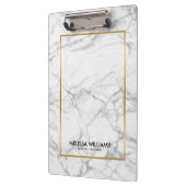 グレー大理石のテクスチャ縁ど金ゴールド クリップボード (左)