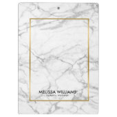 グレー大理石のテクスチャ縁ど金ゴールド クリップボード (裏面)