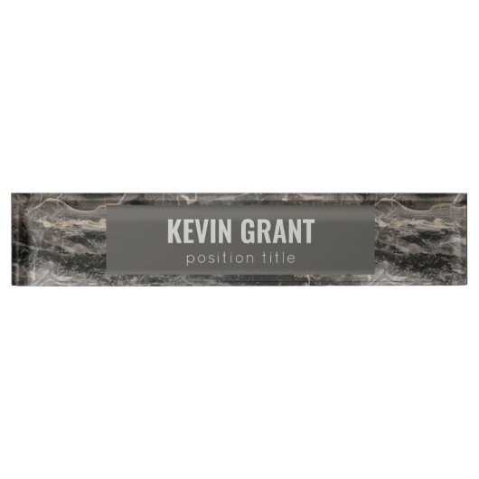 グレー大理石のテクスチャ銘板 デスクネームプレート (正面)