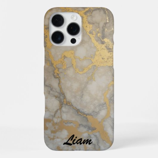 グレー大理石の金の脈 iPhoneケース (裏面)