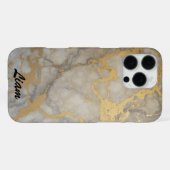 グレー大理石の金の脈 iPhoneケース (裏面横)