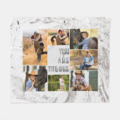グレー大理石よお前が1人の7人の写真のコラージュ フリースブランケット (正面(横))