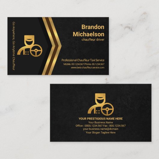 グレー大理石グランジゴールデンアローズ送迎タクシー 名刺 (正面/裏面)