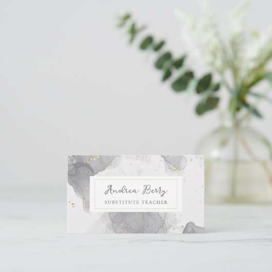 グレー大理石スワーズ代替先生 名刺 (スタンド正面)