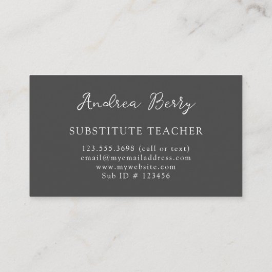 グレー大理石スワーズ代替先生 名刺 (裏面)