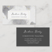 グレー大理石スワーズ代替先生 名刺 (正面/裏面)