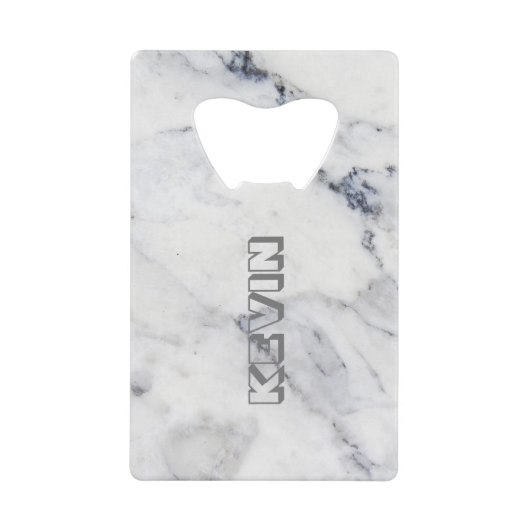 グレー大理石フェイククレジットカードボトルオープナー クレジットカード栓抜き (正面)