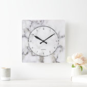 グレー大理石プリント（グレークラックル大時計） スクエア壁時計 (ホーム)
