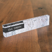 グレー大理石モダン名エレガントトレンディー業 デスクネームプレート (側面)