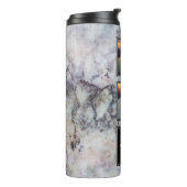 グレー大理石モノグラム上のファミリーフォト金ゴールドコラージュ タンブラー (回転左)