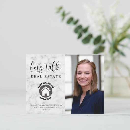 グレー大理石連絡情報写真実在エステート ポストカード (スタンド正面)