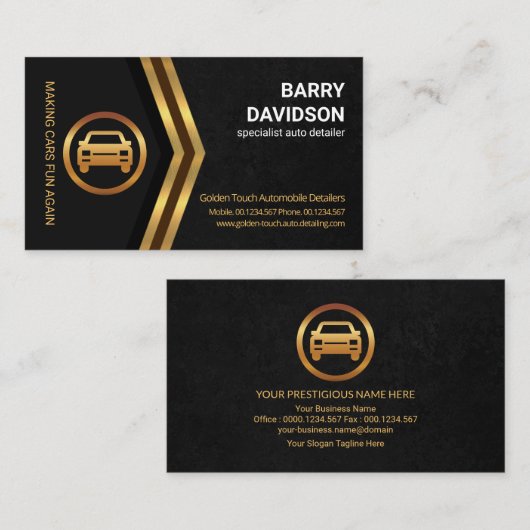 グレー大理石金グランジ色矢印車の詳細 名刺 (正面/裏面)