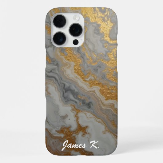 グレー大理石 ゴールド iPhoneケース (裏面)