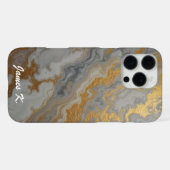 グレー大理石 ゴールド iPhoneケース (裏面横)